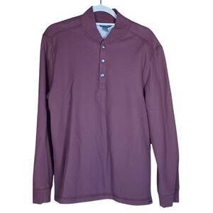 Eddie Bauer Men's Faux Shearling lined Thermal Henley Burgundy Medium Outdoors